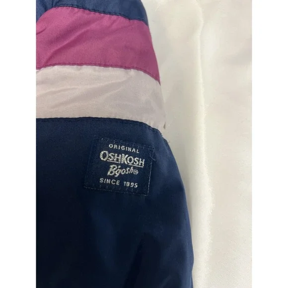 OshKosh B'gosh Winter Jacket Girls Coat Size 5/6 Cute!! Blue Pink Retro Stripes - Picture 10 of 13